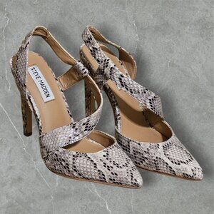 New! Steve Madden Women's 6 Zephyr Beige & Black Faux Snakeskin Stiletto Heels
